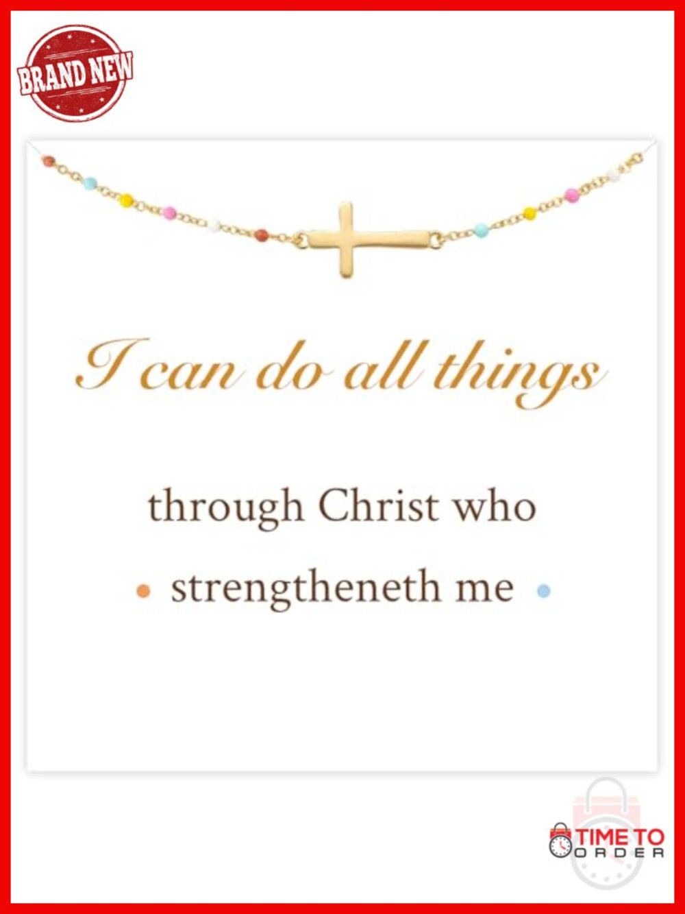 18K Gold Plated Sterling Silver Cross Link Bracelet with Greeting Card